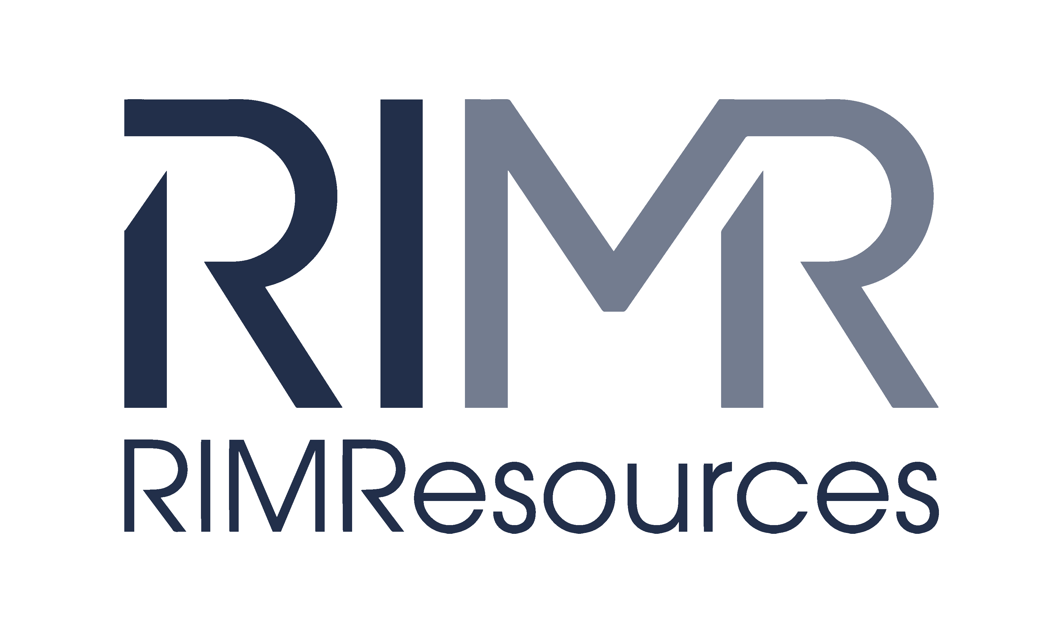 Logo with large stylized letters RIMR above the text RIMResources in a modern sans-serif font, using dark blue and gray colors on a light background.